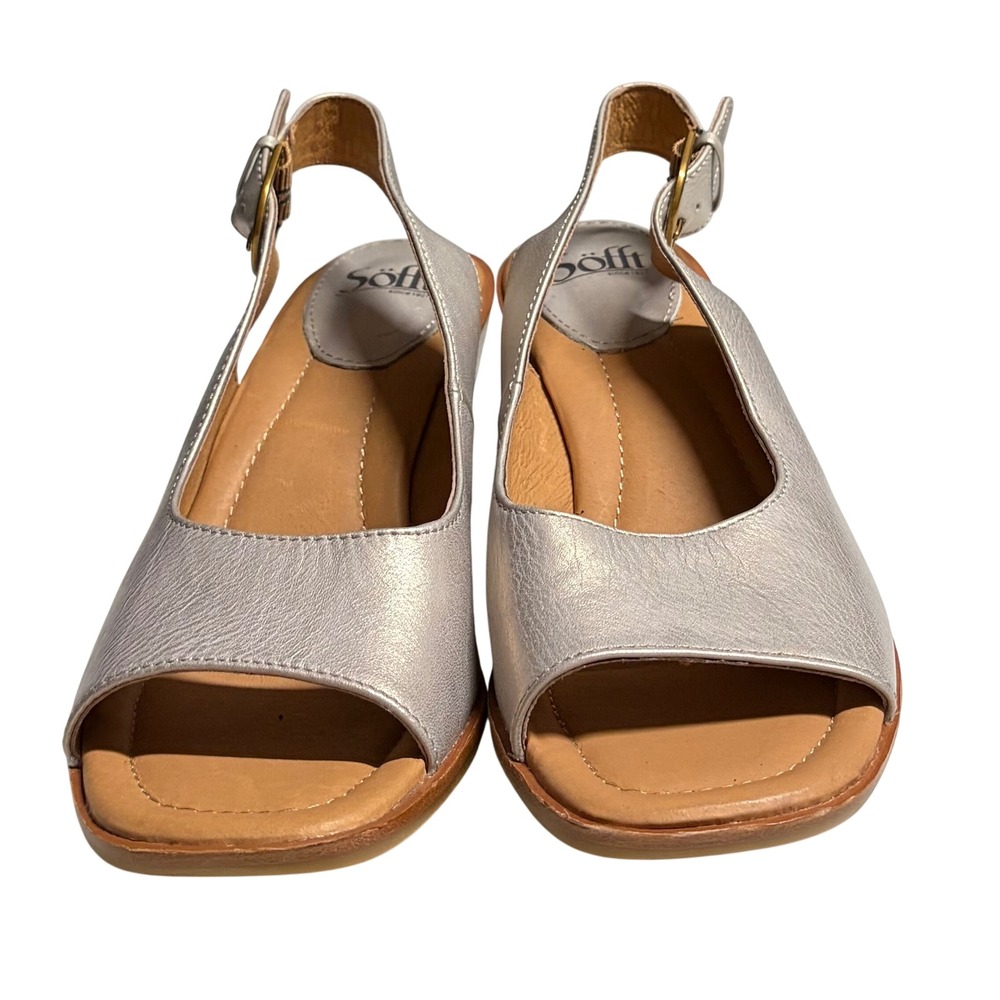 Sofft Womens Metallic Champagne Leather Slingback Wedge Sandals SF0094948 11M